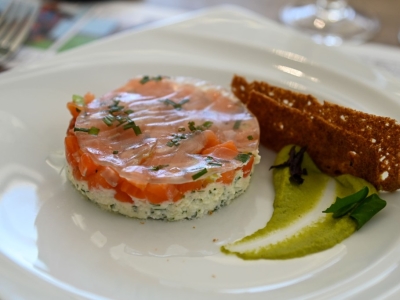 Tartare de truite et sa gelée de pomme